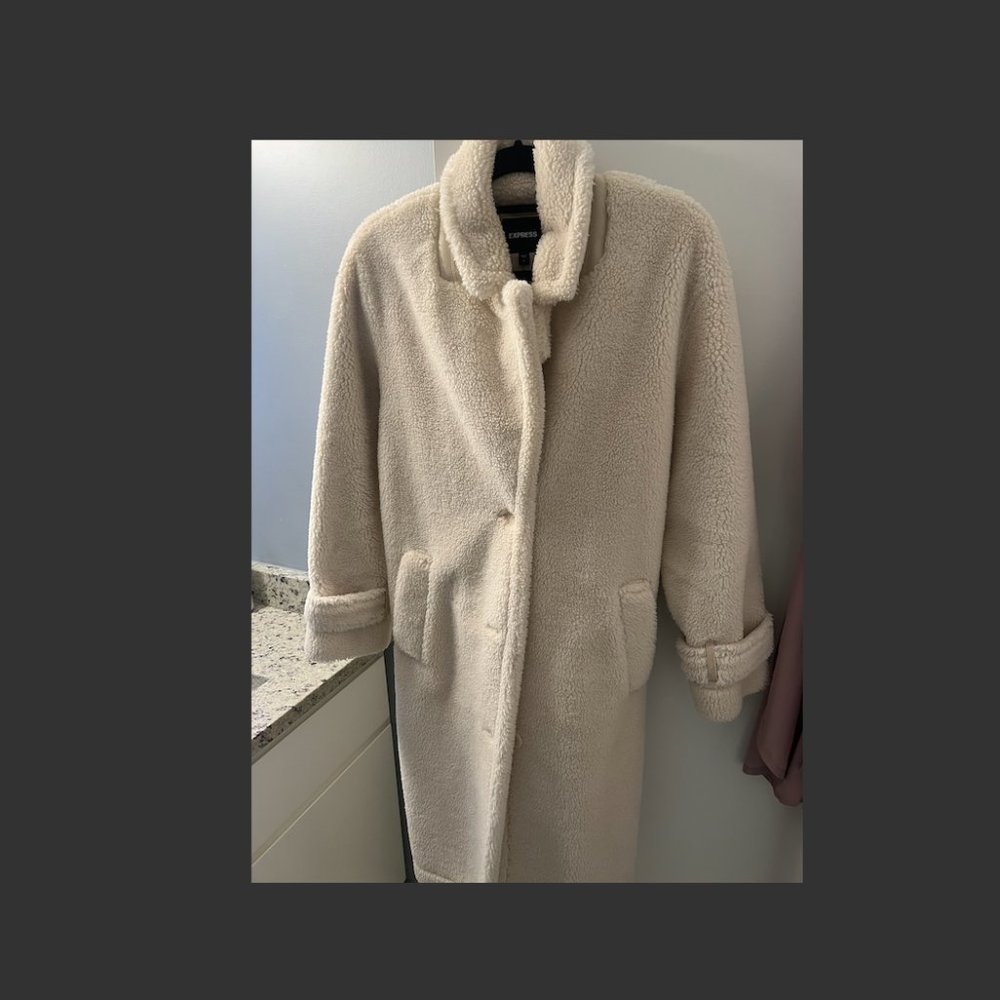 EXPRESS white teddy coat